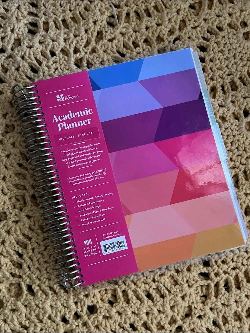 Erin Condren Academic Planner - Pink, Purple, Blue & Peach Geometric Cover